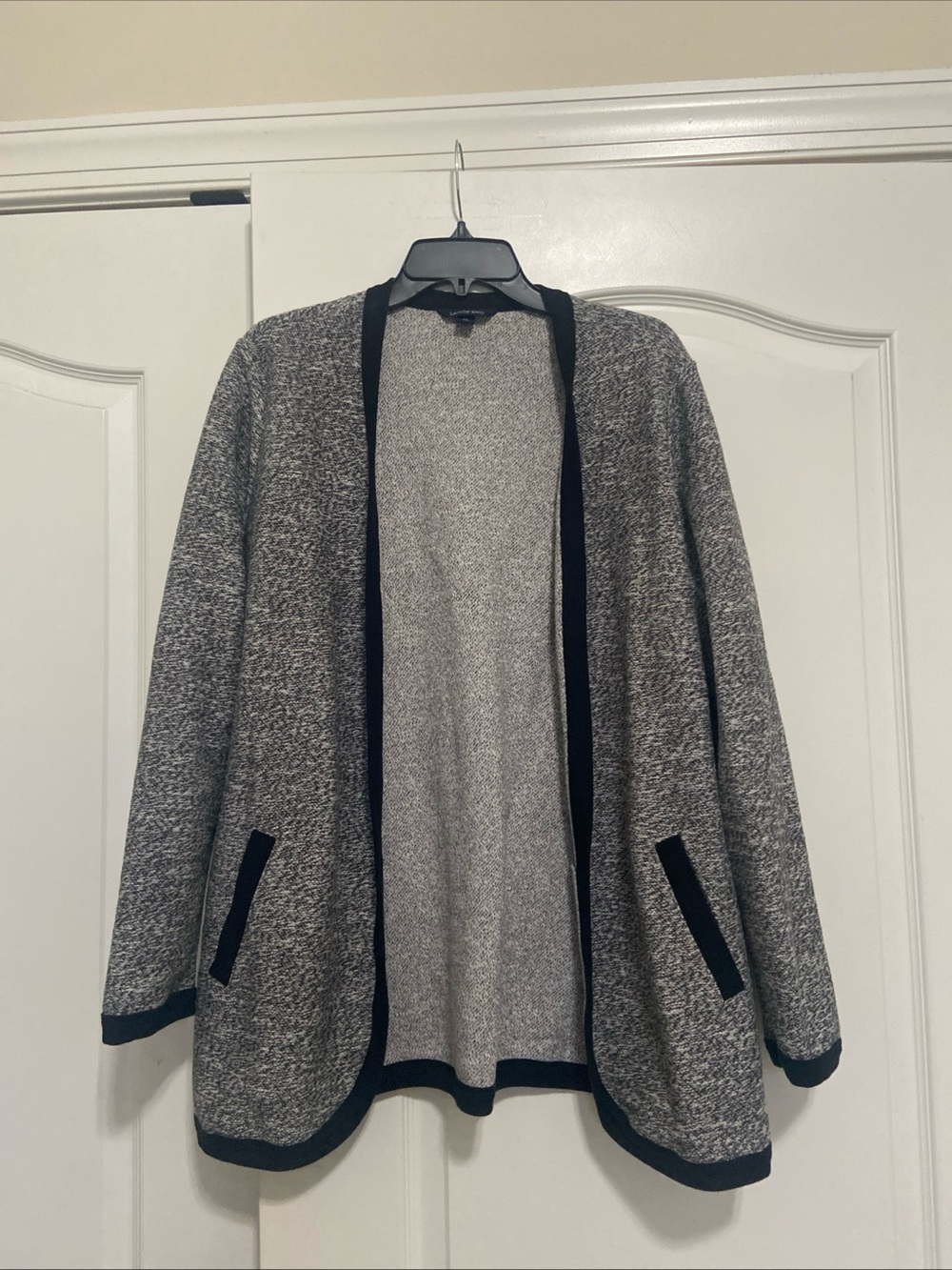 L.L. Bean Gray and Black Open-Front Women's Cardigan